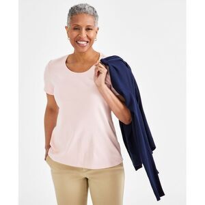 Petite Cotton Scoop-Neck Short-Sleeve Top